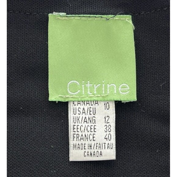 Citrine of Canada Womens Sz 10 Black Button Front V Neck Top Blouse - Picture 4 of 6